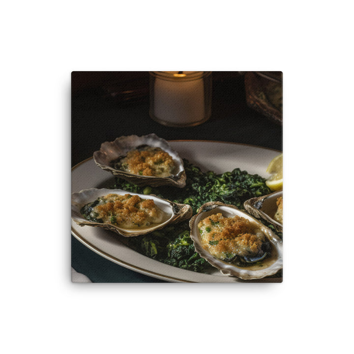Malpeque Oysters Rockefeller canvas - Posterfy.AI