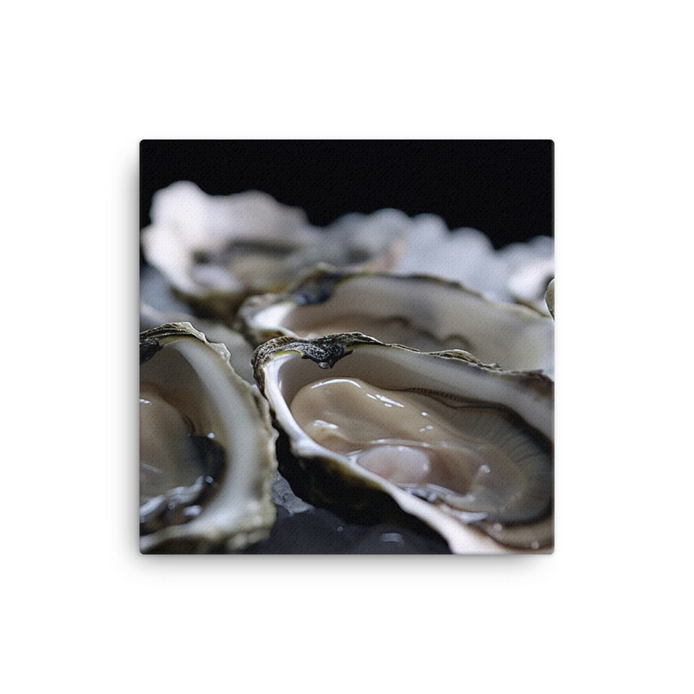 Freshly Shucked Pacific Oysters on Ice canvas - Posterfy.AI