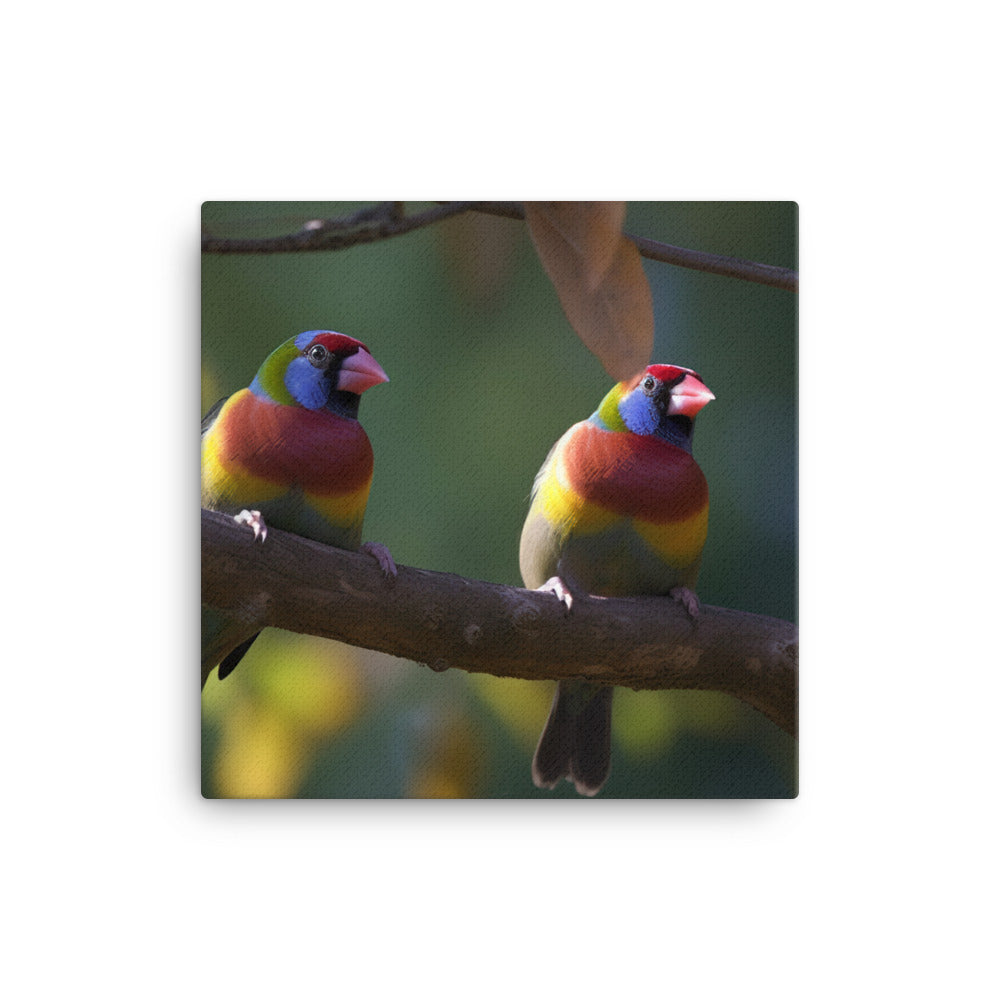 Rainbow Finches in the Wild Canvas - PosterfyAI.com