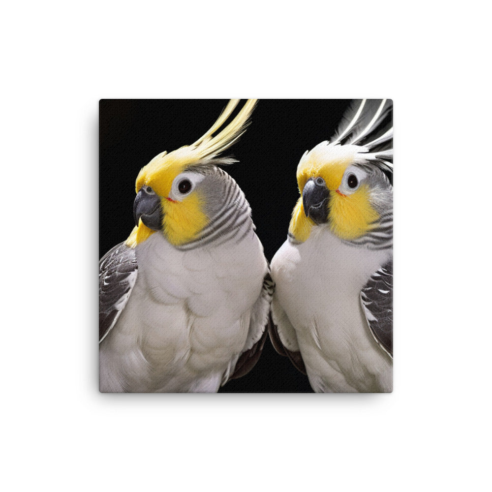 Graceful Cockatiels Canvas - PosterfyAI.com