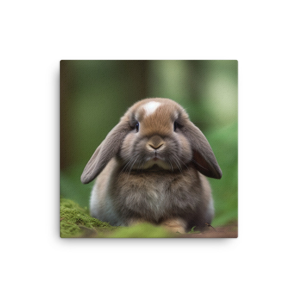 Serene Mini Lop Bunny in a Forest Canvas - PosterfyAI.com
