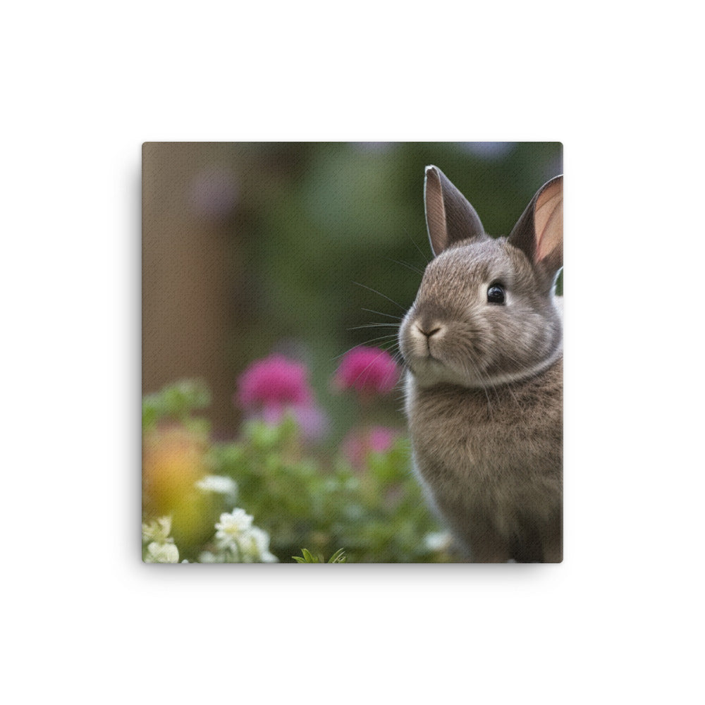Netherland Dwarf in the Garden Canvas - PosterfyAI.com