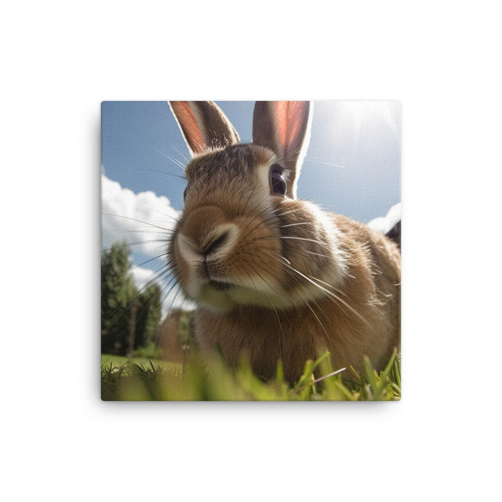 Flemish Giant Rabbit Outdoors Canvas - PosterfyAI.com