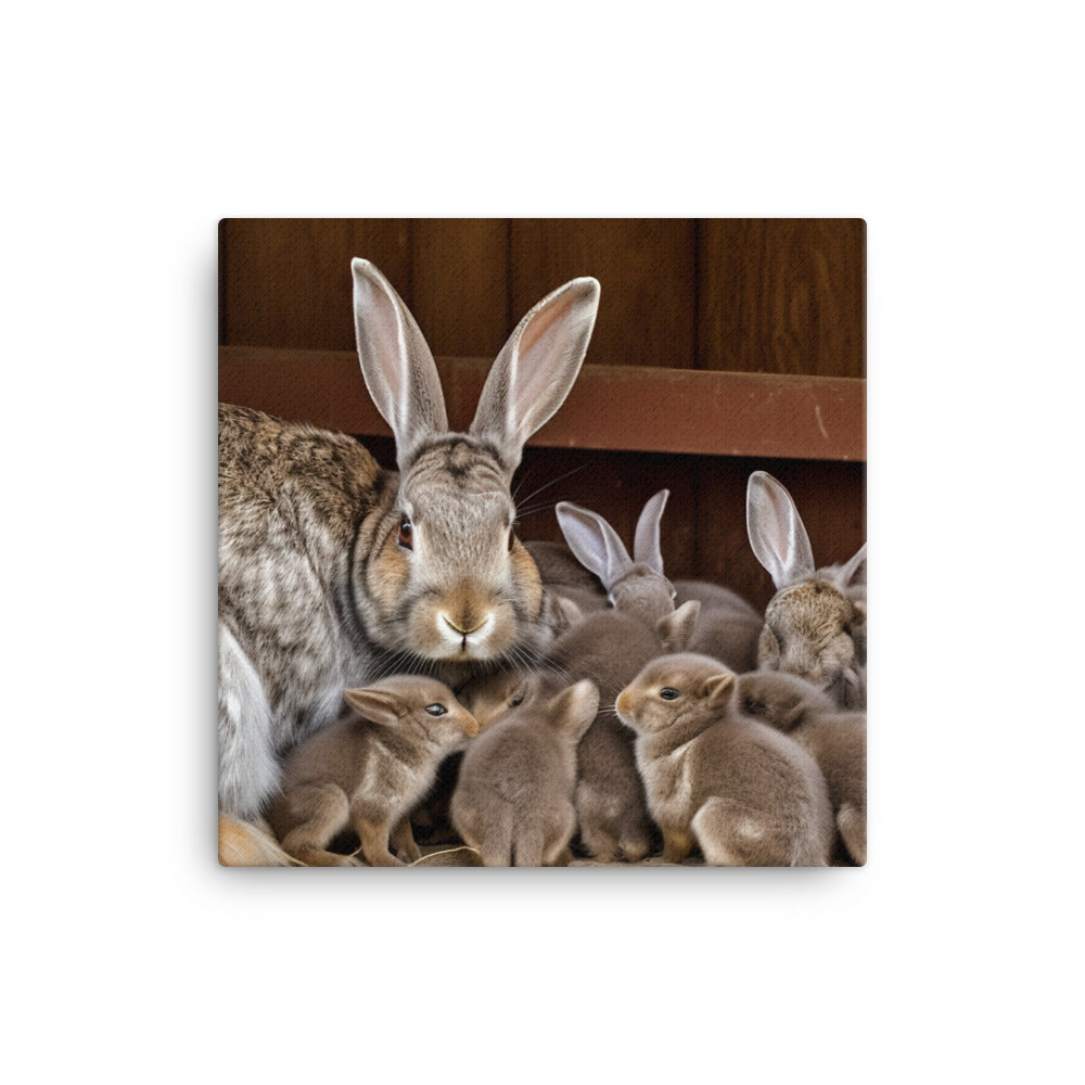 Flemish Giant Rabbit Family Time Canvas - PosterfyAI.com