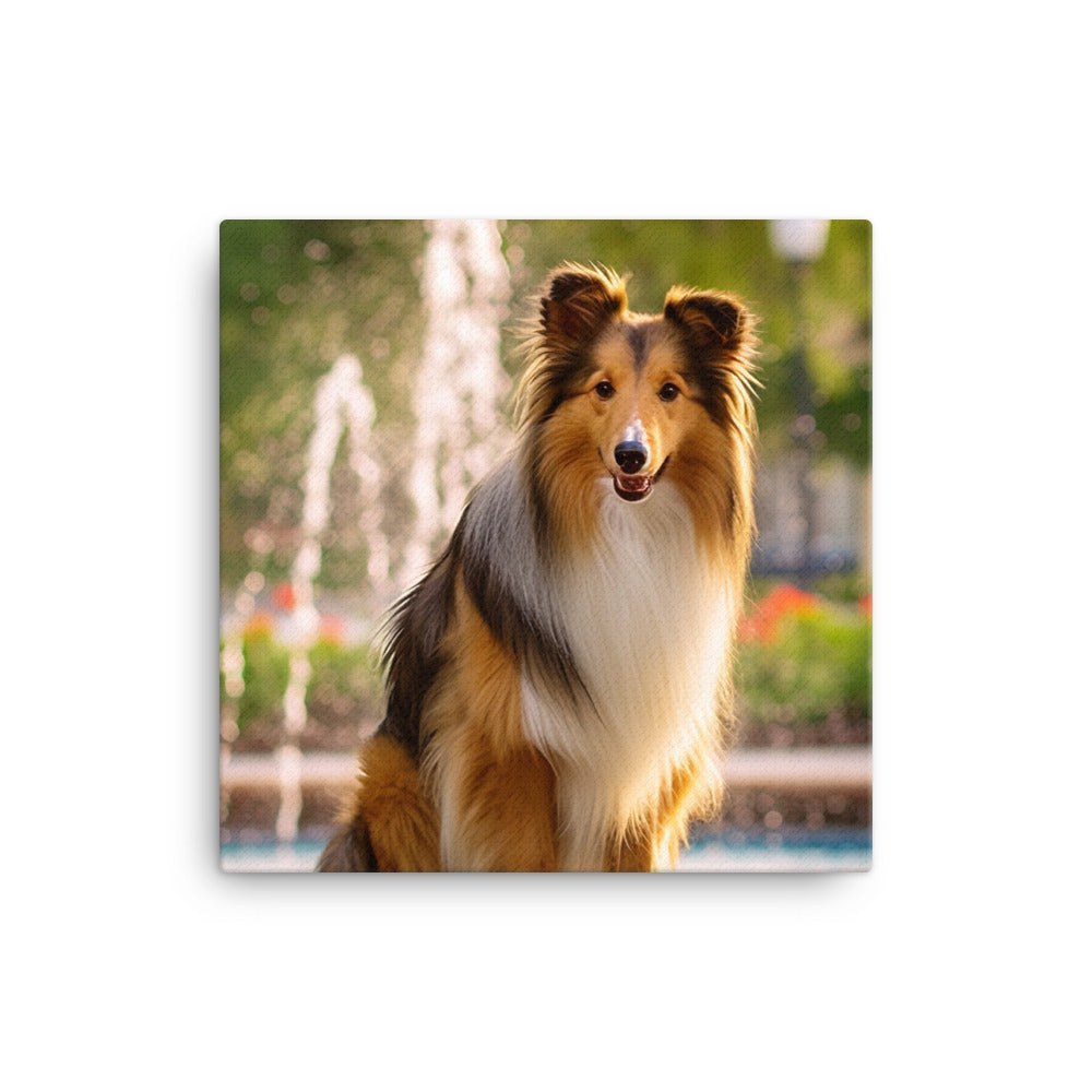 Shetland Sheepdog Posing in the Park canvas - Posterfy.AI