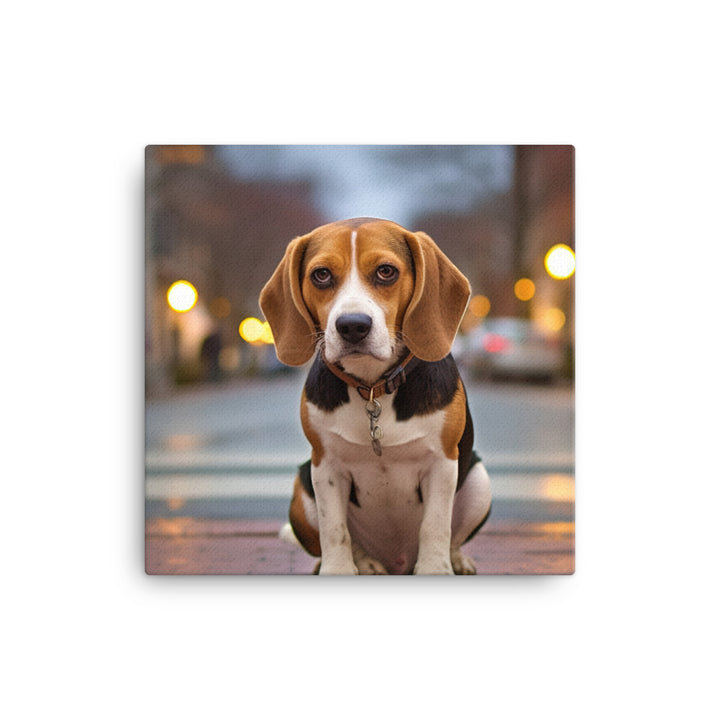 Beagle in the city canvas - Posterfy.AI