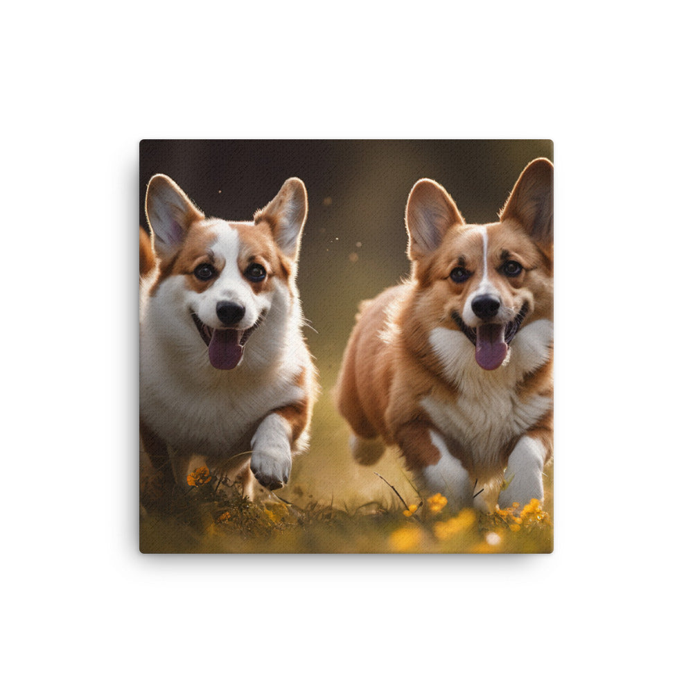 Welsh Corgi Best Friends Canvas - PosterfyAI.com