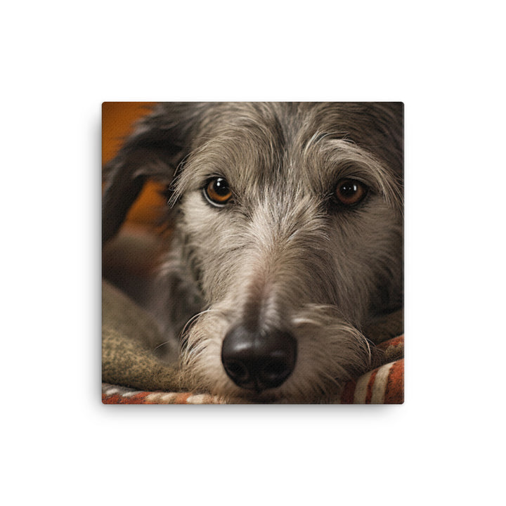 Sleepy Scottish Deerhound by the Fire canvas - Posterfy.AI
