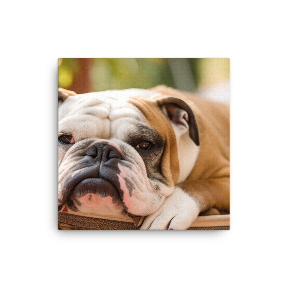 Relaxing Bulldog in the Hammock Canvas - PosterfyAI.com