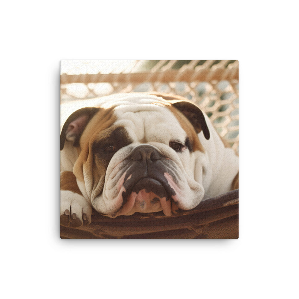 Relaxing Bulldog in the Hammock Canvas - PosterfyAI.com