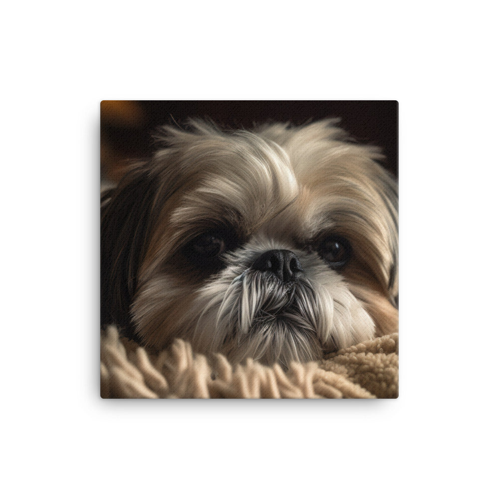 Relaxed Shih Tzu in a Cozy Home Canvas - PosterfyAI.com