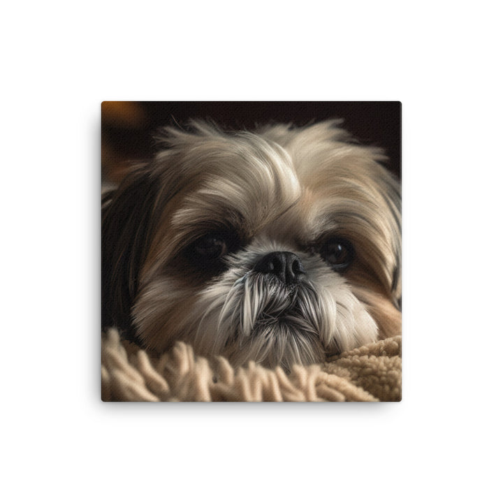 Relaxed Shih Tzu in a Cozy Home Canvas - PosterfyAI.com