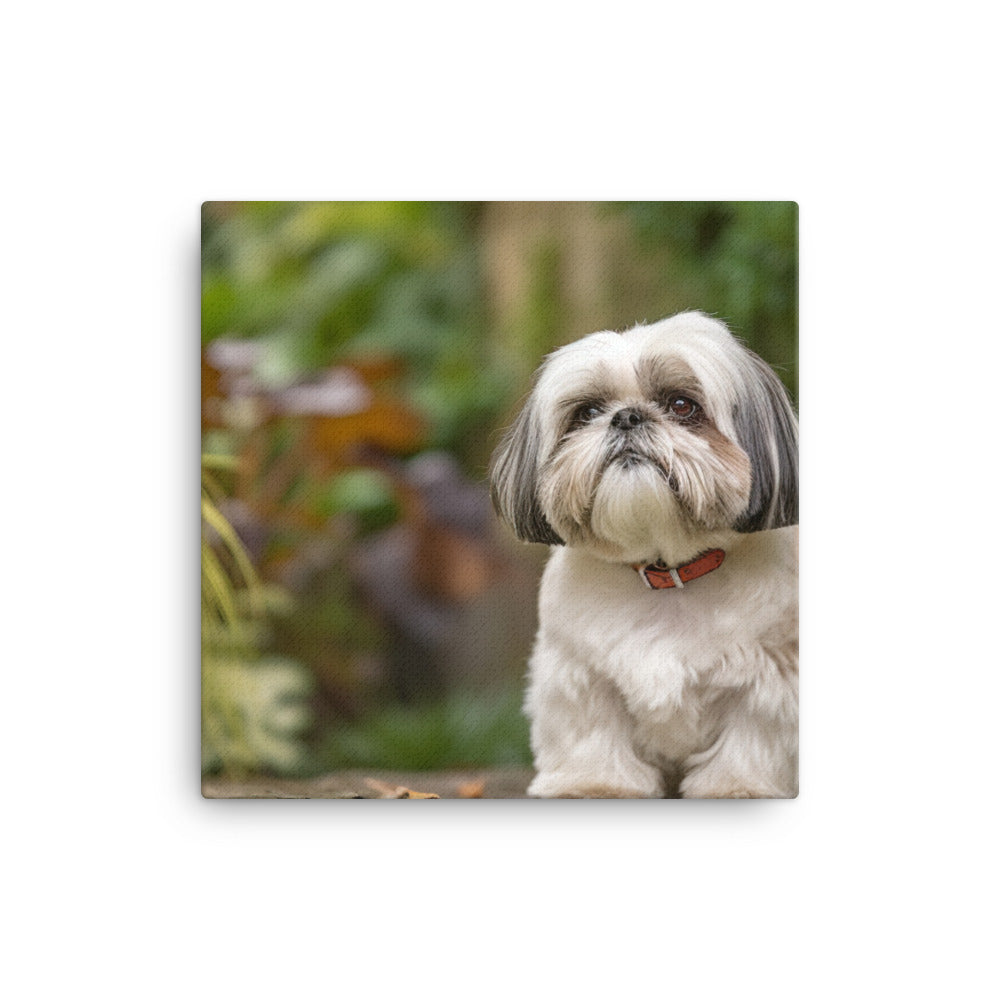 Regal Shih Tzu Posing in the Garden Canvas - PosterfyAI.com
