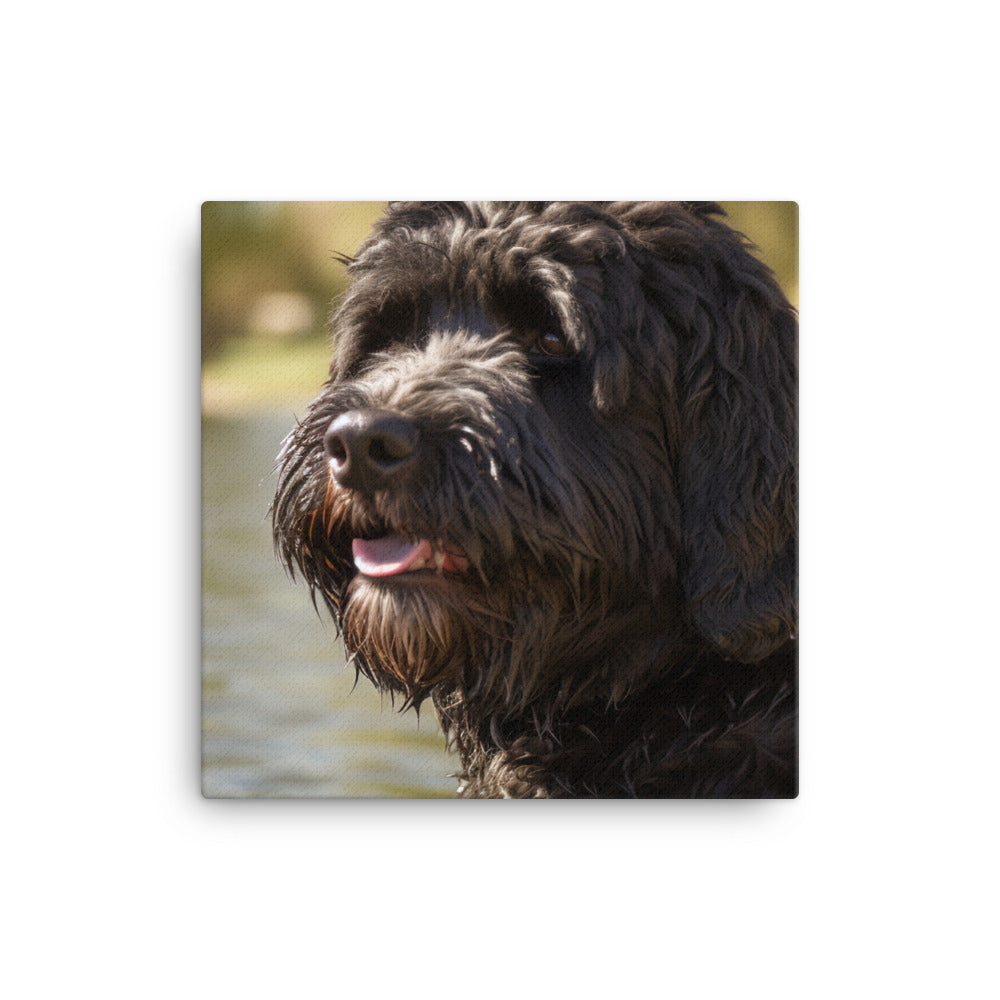 Portuguese Water Dog walk Canvas - PosterfyAI.com