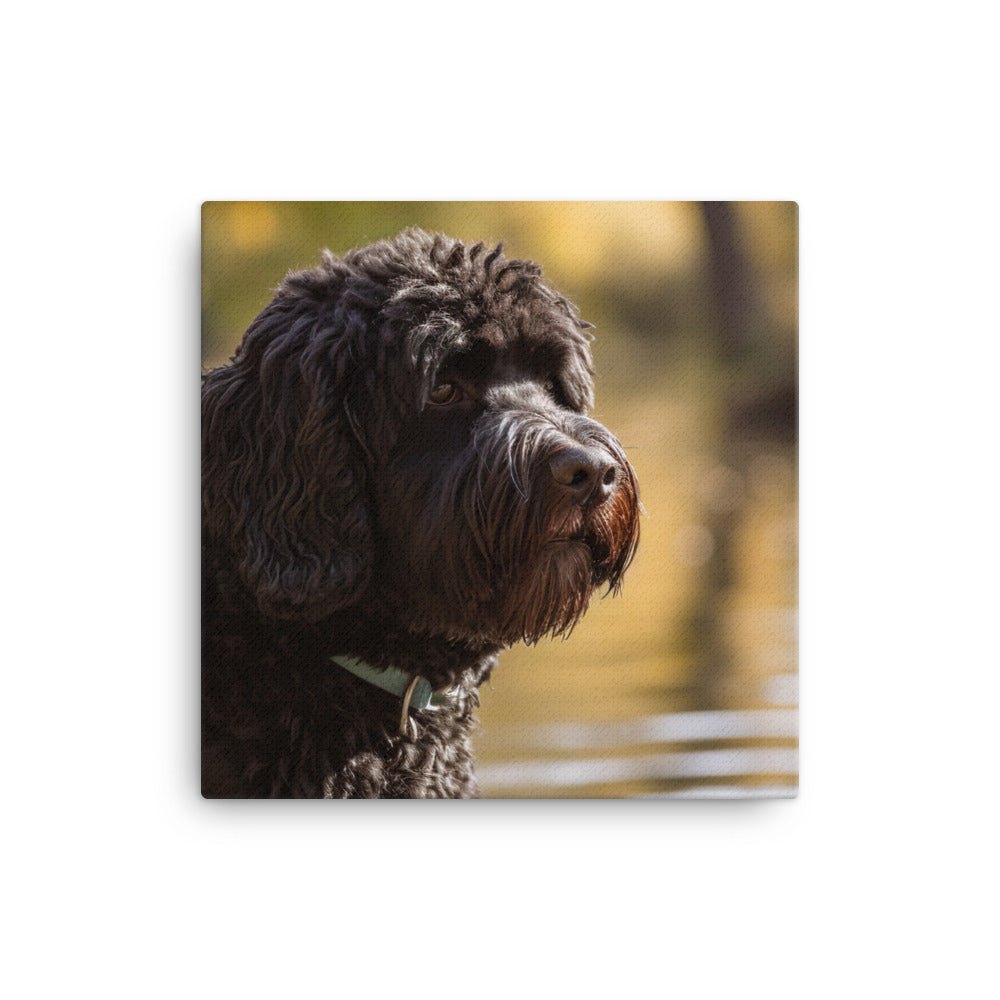 Portuguese Water Dog walk Canvas - PosterfyAI.com