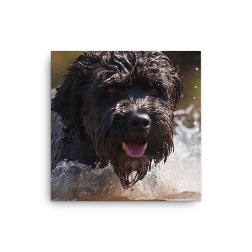 Portuguese Water Dog playing Canvas - PosterfyAI.com