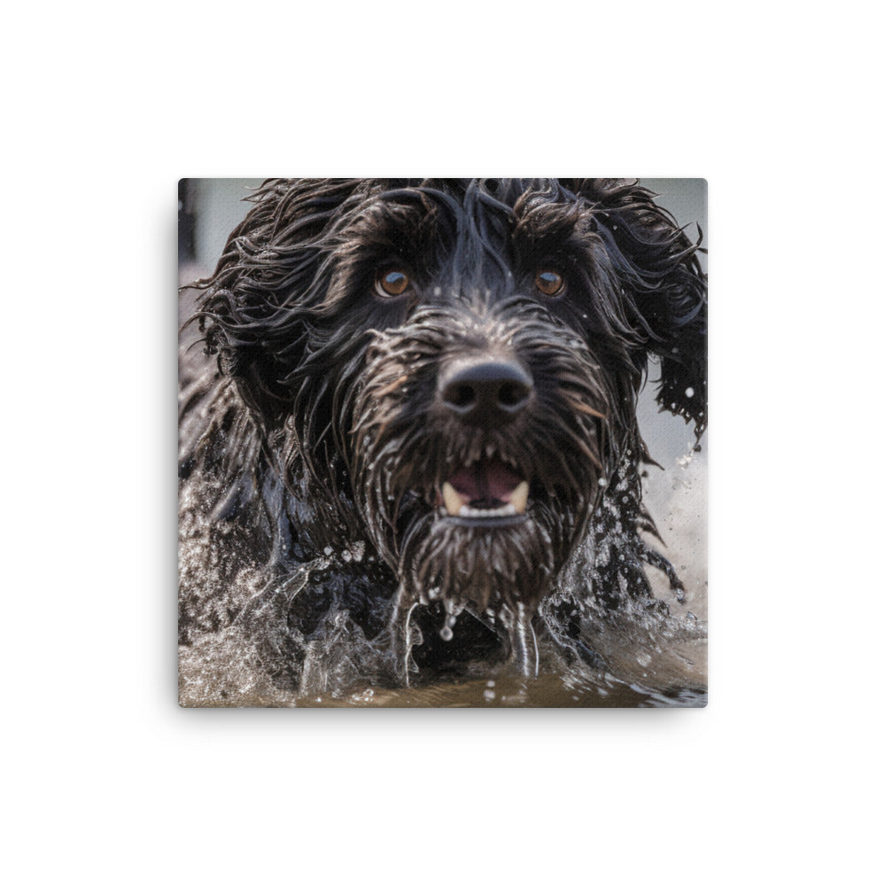 Portuguese Water Dog playing Canvas - PosterfyAI.com