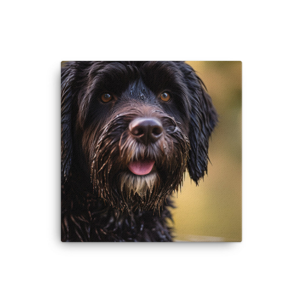 Portrait of a Portuguese Water Dog Canvas - PosterfyAI.com