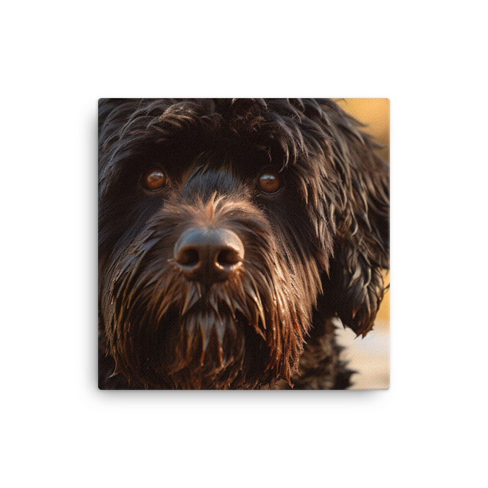 Portrait of a Portuguese Water Dog Canvas - PosterfyAI.com