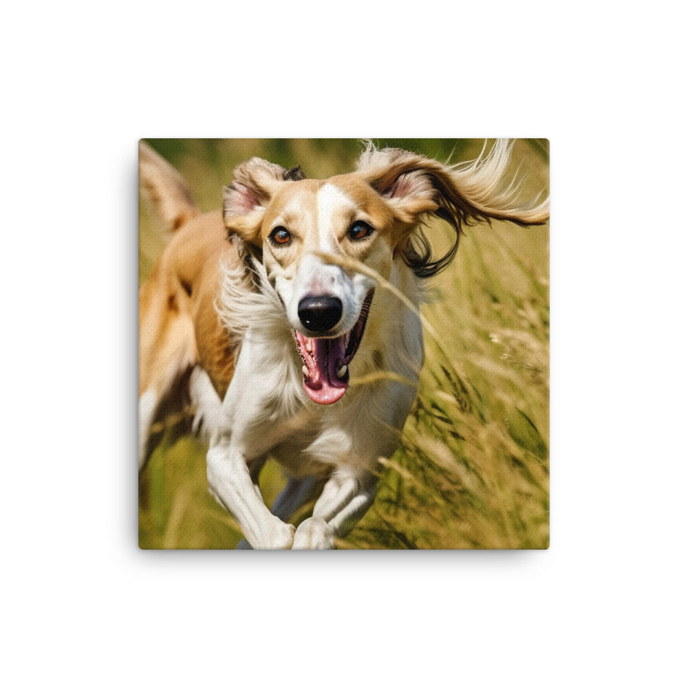 Playful Saluki Canvas - PosterfyAI.com