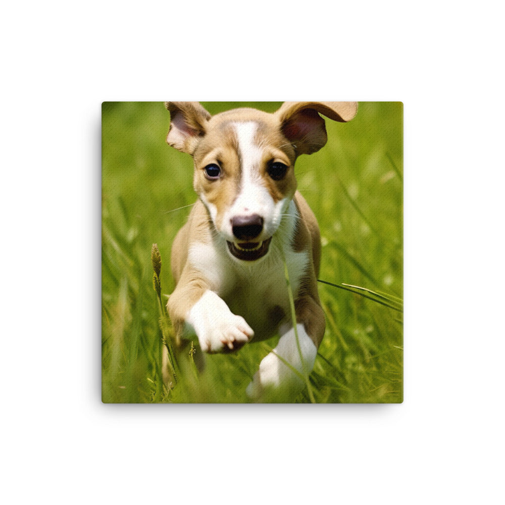 Playful Greyhound Pup Canvas - PosterfyAI.com