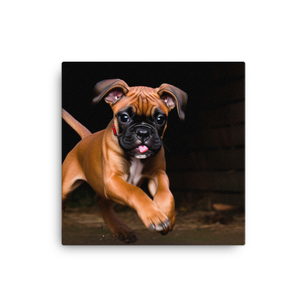 Playful Boxer Pup Canvas - PosterfyAI.com