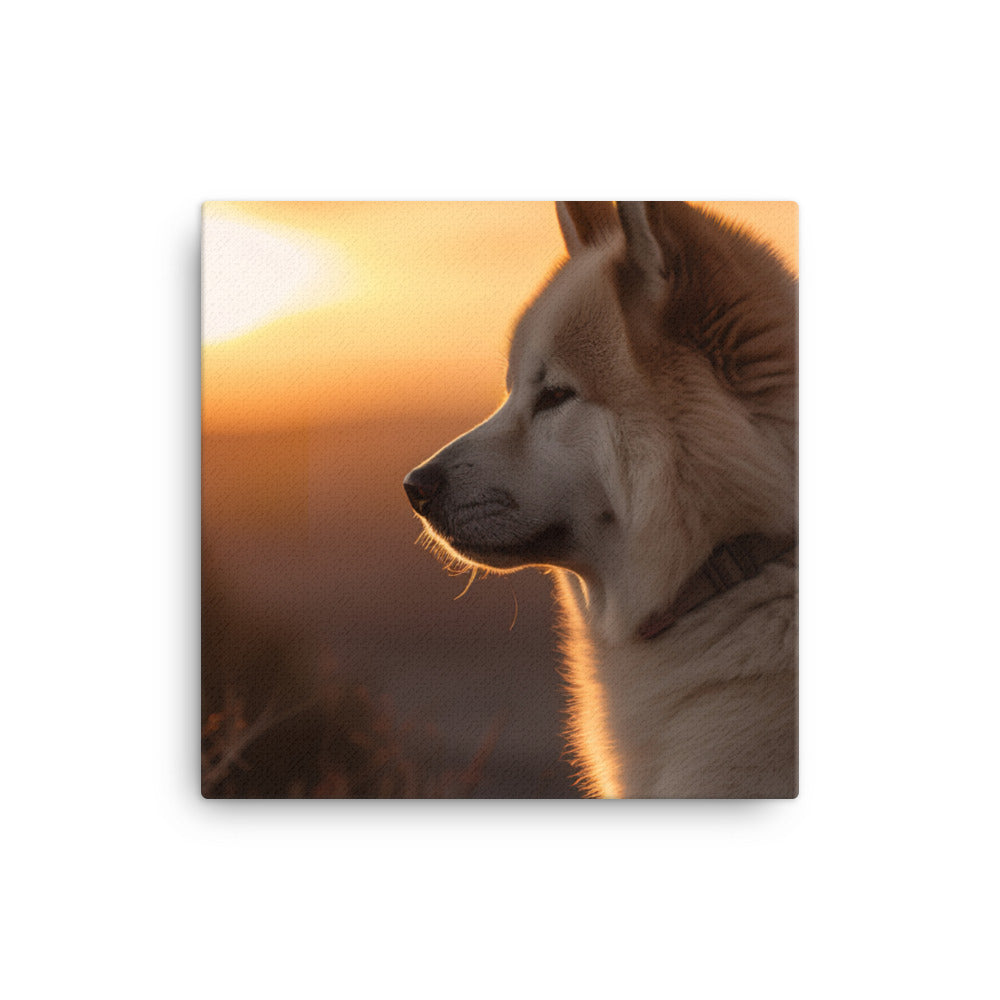 Noble Akita Gazing at the Sunset Canvas - PosterfyAI.com