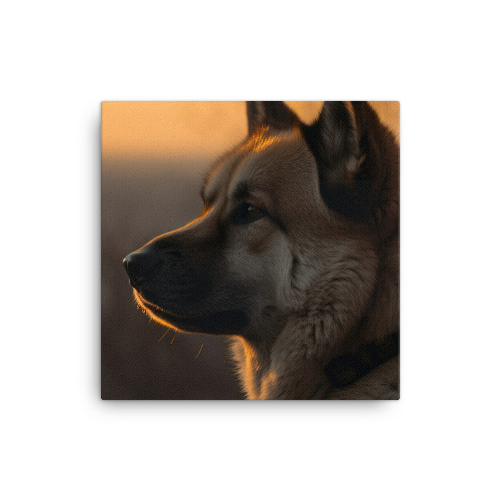 Noble Akita Gazing at the Sunset Canvas - PosterfyAI.com