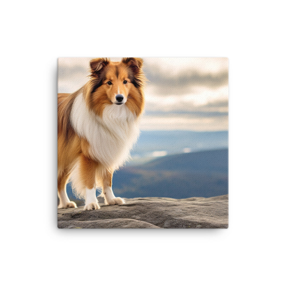 Majestic Shetland Sheepdog on a Hike Canvas - PosterfyAI.com