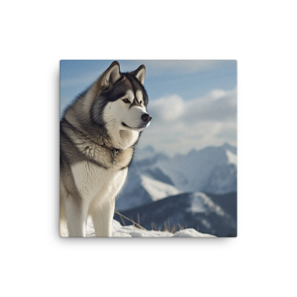 Majestic Alaskan Malamute in the Snow Canvas - PosterfyAI.com