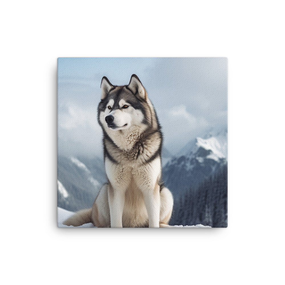 Majestic Alaskan Malamute in the Snow Canvas - PosterfyAI.com
