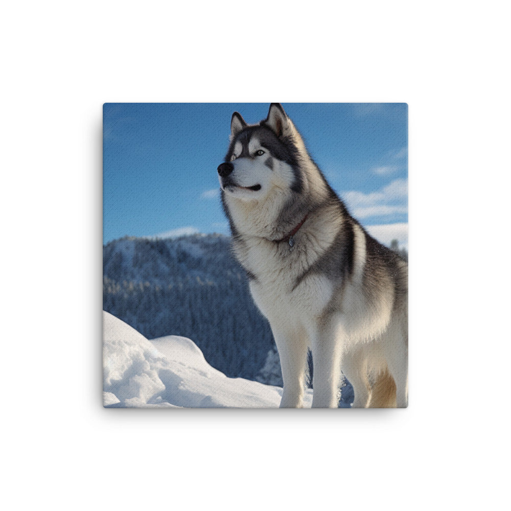 Majestic Alaskan Malamute in the Snow Canvas - PosterfyAI.com