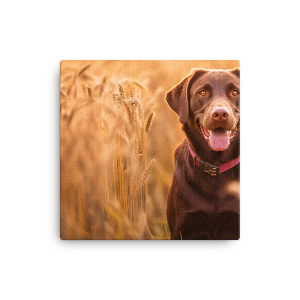Labrador Retriever Posing in a Field Canvas - PosterfyAI.com