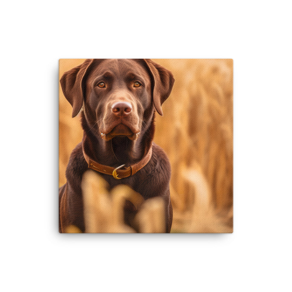 Labrador Retriever Posing in a Field Canvas - PosterfyAI.com