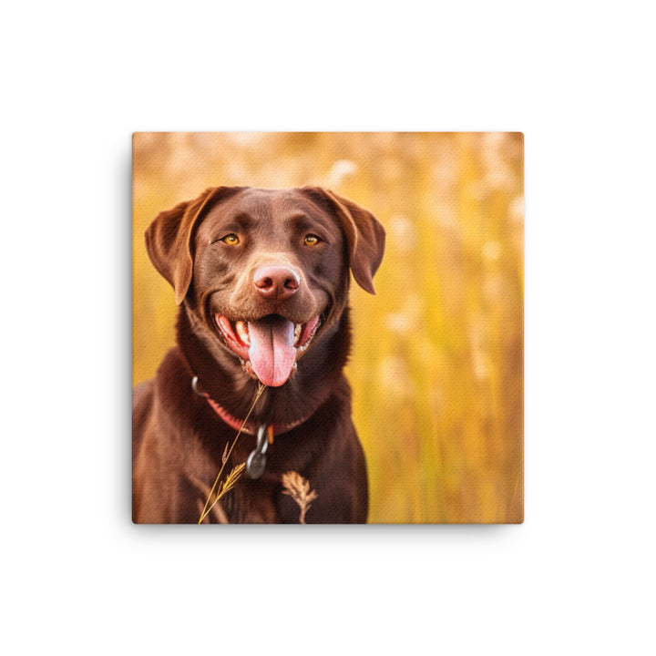 Labrador Retriever Posing in a Field Canvas - PosterfyAI.com