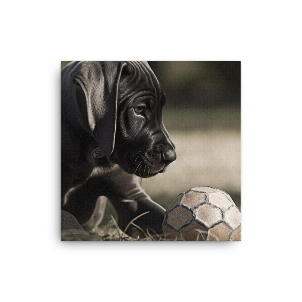 Great Dane Pup Playing with a Ball Canvas - PosterfyAI.com