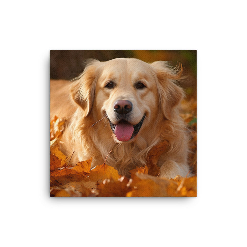 Golden Retriever in the Fall Canvas - PosterfyAI.com