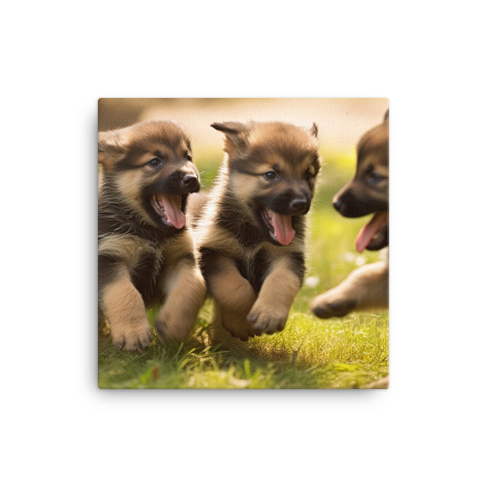 German Shepherd Puppies Canvas - PosterfyAI.com
