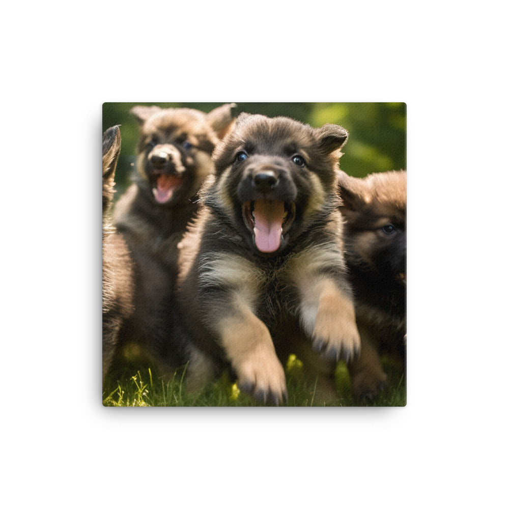 German Shepherd Puppies Canvas - PosterfyAI.com