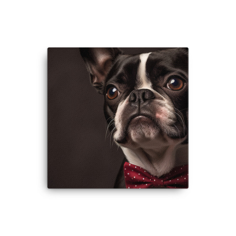 Elegant Boston Terrier Portrait Canvas - PosterfyAI.com