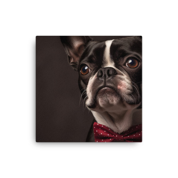 Elegant Boston Terrier Portrait Canvas - PosterfyAI.com