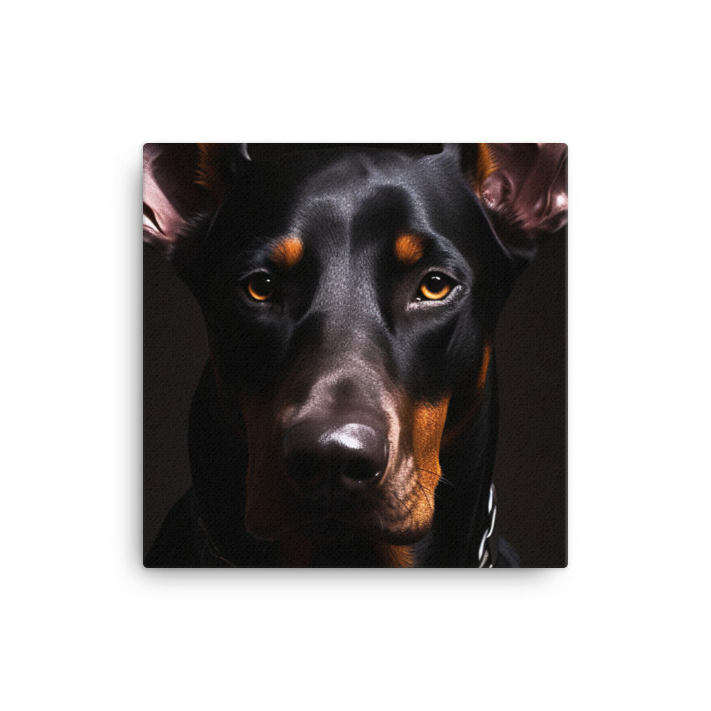 Doberman Pinschers piercing gaze Canvas - PosterfyAI.com