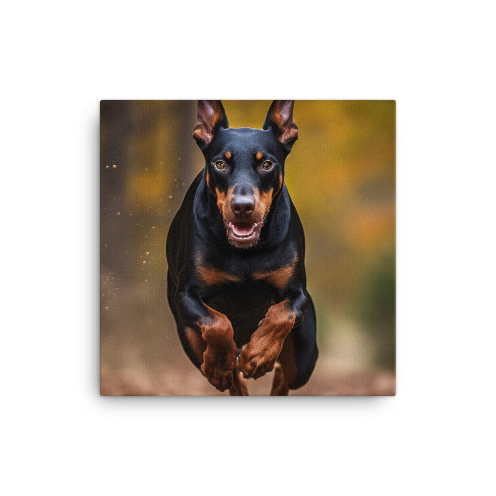 Doberman Pinschers love of running Canvas - PosterfyAI.com
