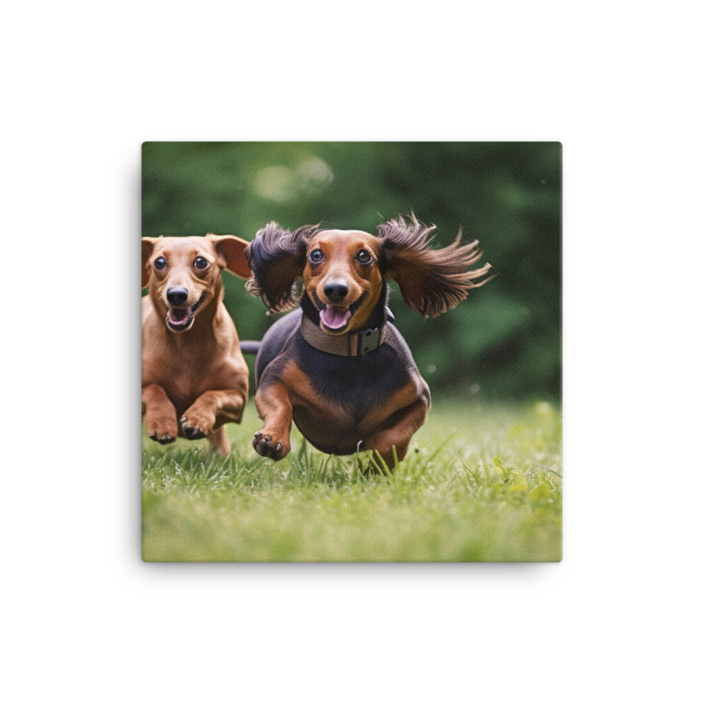 Dachshunds at Play in the Park Canvas - PosterfyAI.com