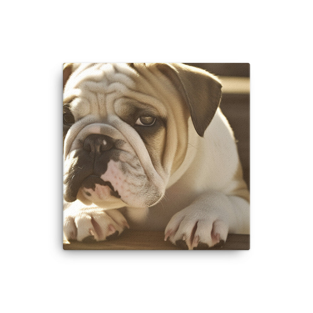 Cute Bulldog in the Sun Canvas - PosterfyAI.com