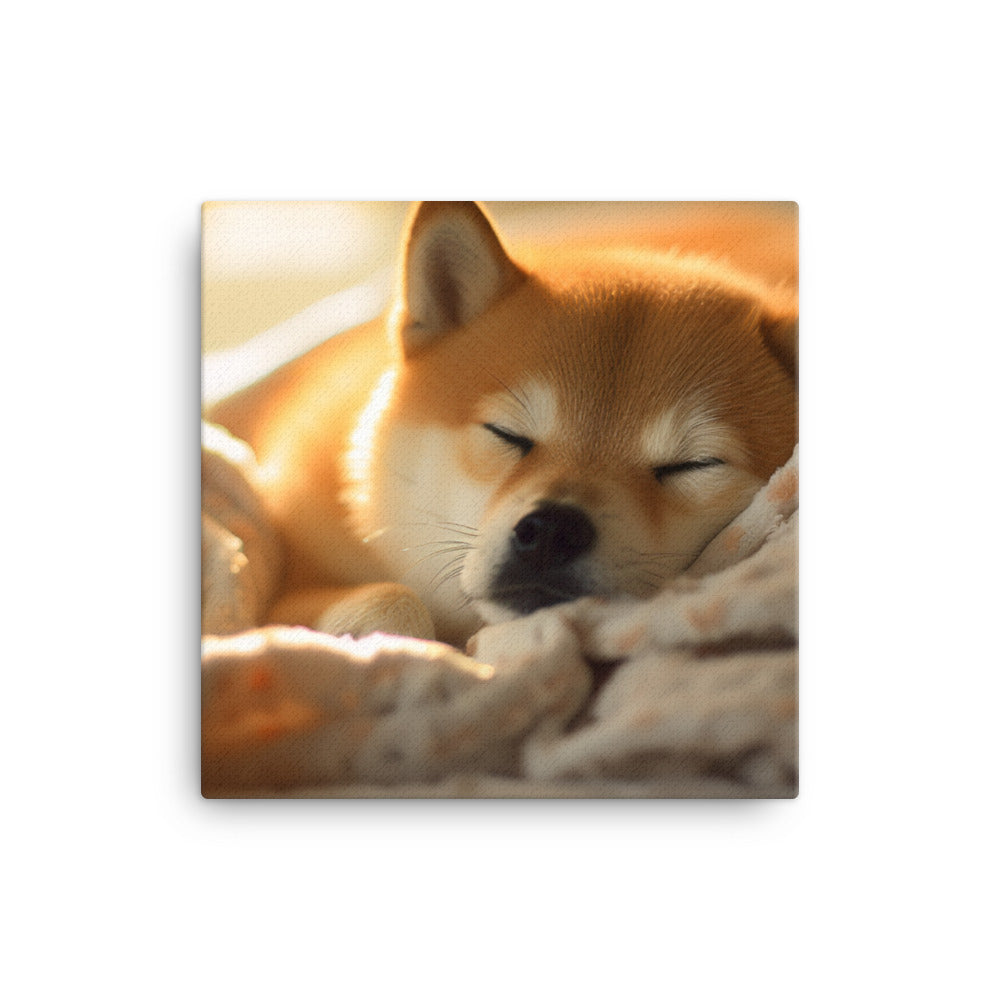 Cuddly Shiba Inu Resting Canvas - PosterfyAI.com