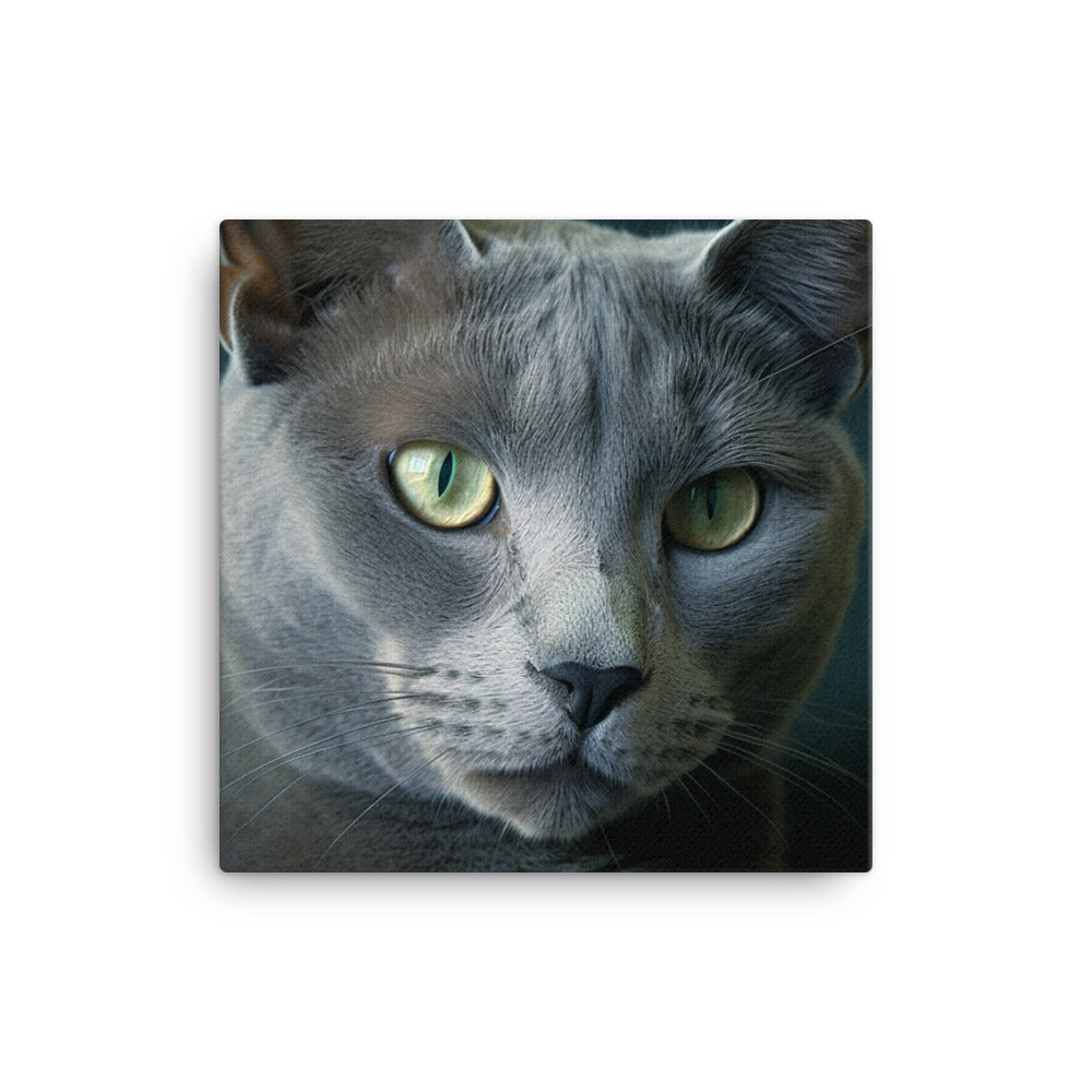 Russian Blue Cat Canvas - PosterfyAI.com