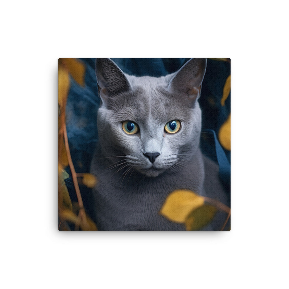 Russian Blue Cat Canvas - PosterfyAI.com
