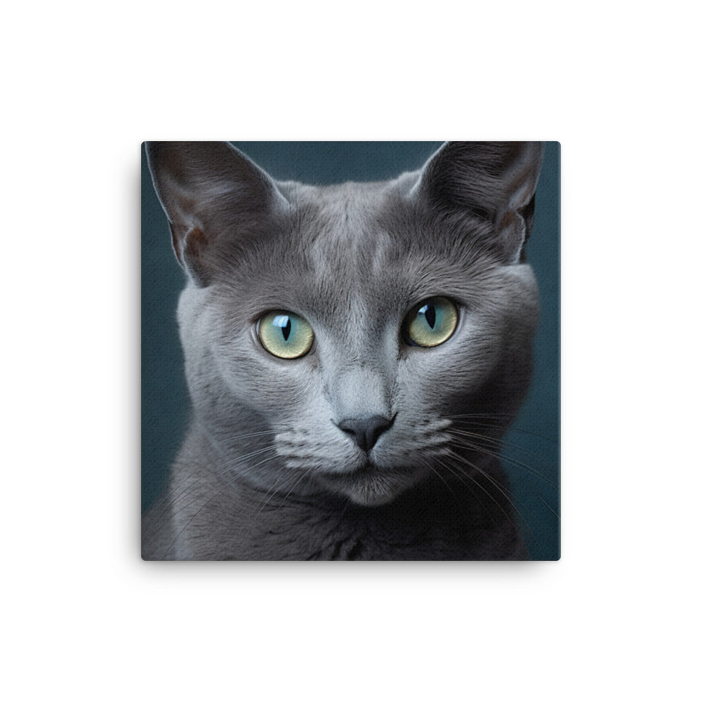 Russian Blue Cat Canvas - PosterfyAI.com