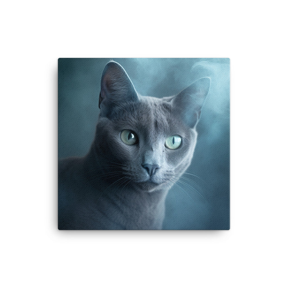 Mysterious World of Russian Blue Cat Canvas - PosterfyAI.com
